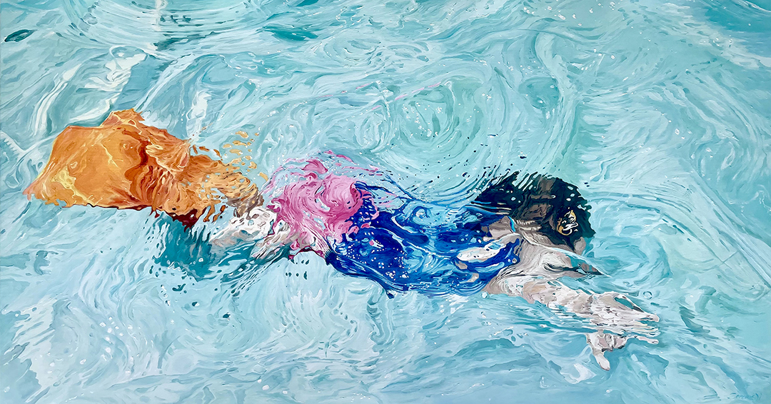 Gemälde Diving into turquoise von Kirsten Serowski